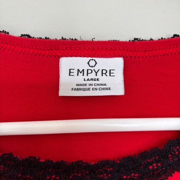 Empyre Women's Large Top Cropped Yin Yang Black Lace Trim 90s Punk Red Coachella - Picture 5 of 8